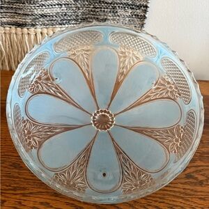 Vintage Art Deco Blue Frosted Flower Glass Light Shade Fixture